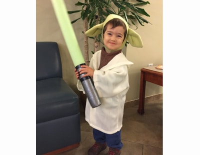 James dressed as Yoda for Halloween 2015