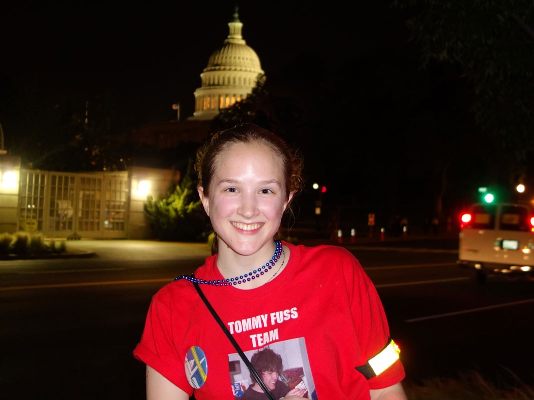 Tommy Fuss Team walker in front of the illuminated Capitol building during the 2013 DC Overnight Walk