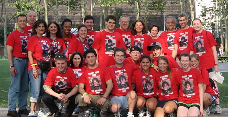 The Tommy Fuss Team at Cadman Plaza, Brooklyn, at dusk before the 2008 NYC Overnight Walk