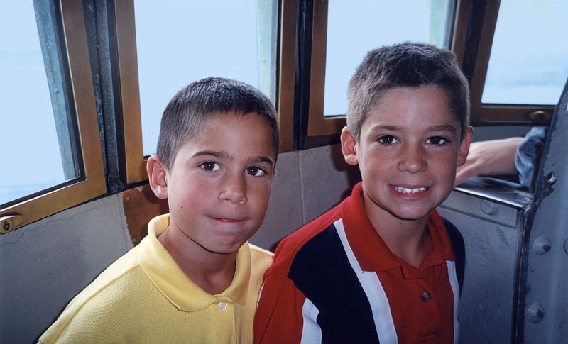 Tommy and Dan inside the Statue of Liberty crown