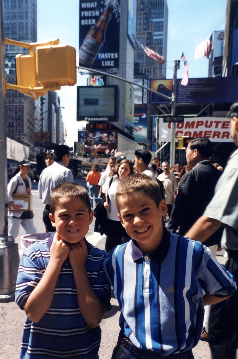 Tommy and Dan in Times Square, 1997