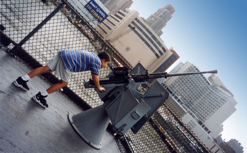 Tommy on the deck of the Intrepid Sea, Air & Space Museum