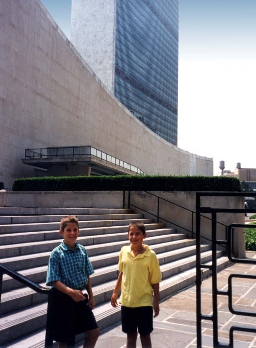 Tommy and Dan at the United Nations building, 1998